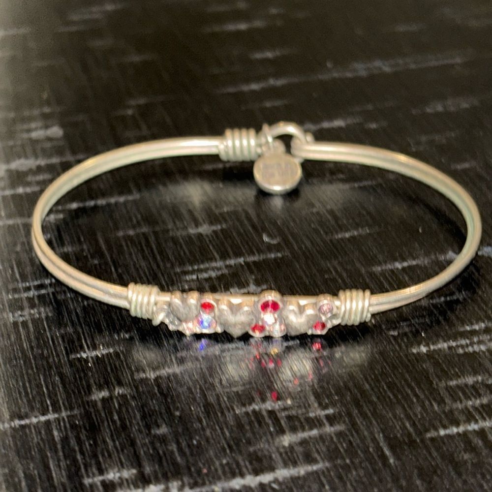 Luca & Danni HEART MEDLEY BANGLE BRACELET IN SCARLET Valentines Day Love